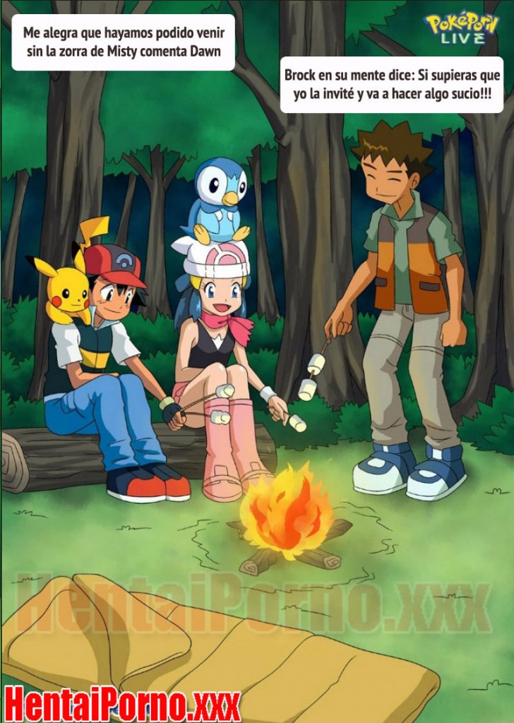 Misty le hace sexo oral a Ash en un campamento - Hentai Porno